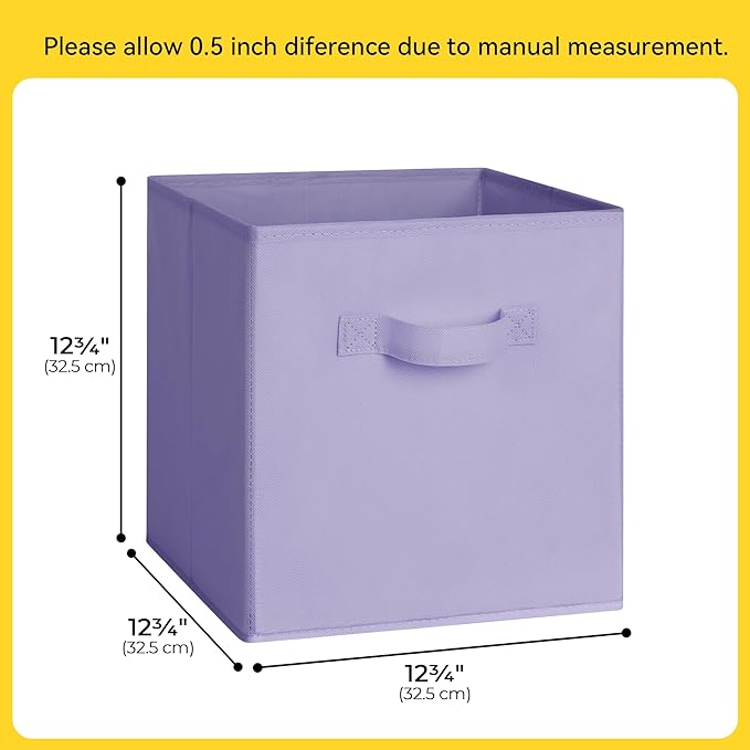 Cupic Cupid 6-Pack 13x13 Storage Cube Bins, Fabric Cubes, Purple Gradient | Foldable, Reinforced Front Handle, Holds Toys, Books, Accessories, Fits Closet, Shelves, Playroom, Office, Cubby - Image 2