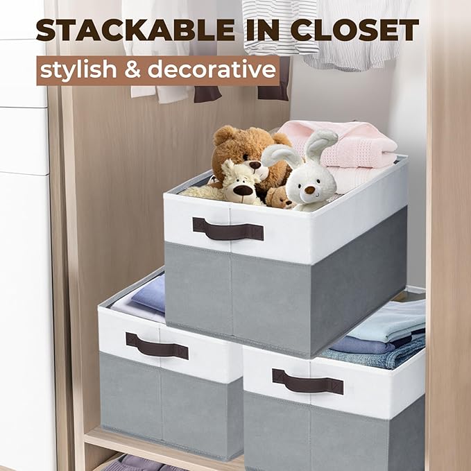 8 Pack Closet Organizers and Storage Bins - Extra Large Storage Baskets for Organizing - Clothes Storage Bins for Shelves -Foldable Organizer Bins Totes for Toy Blanket, Dorm Room Essentials - Image 4
