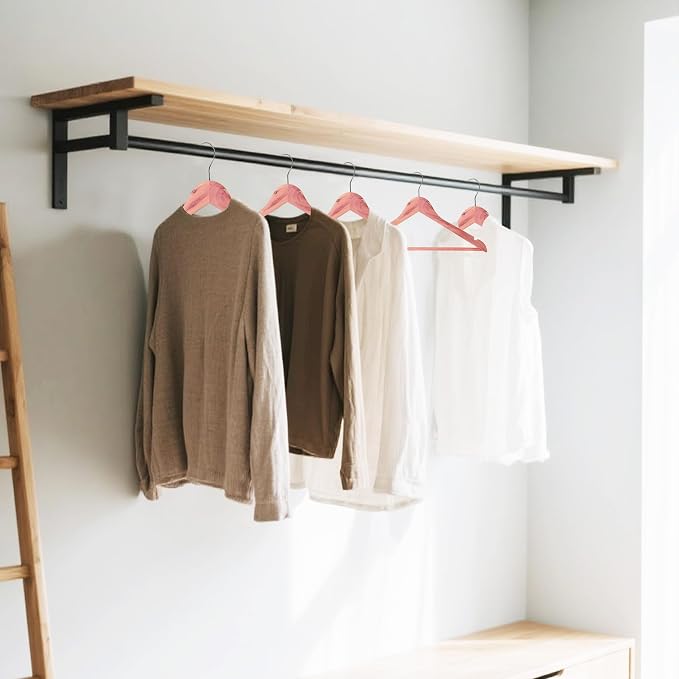 Wooden Clothes Hangers with Pants Bars, Cedar Wood, 72-Pack | Heavy Duty Solid Wood Suit & Coat Hangers with Swivel Hook & Shoulder Notches, for Shirts, Jackets, Dresses & Trousers - Image 6