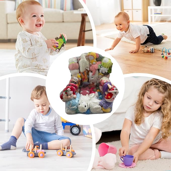 Bean Bag Stuffed Animal Storages, Soft Toy Storage Box Childs Chair, Waterproof PVC Clear Toy Bags, Stuffable Clear Soft Bean Bag Chair Kids with Zippers for Organizing Rooms Plush Storage - Image 4