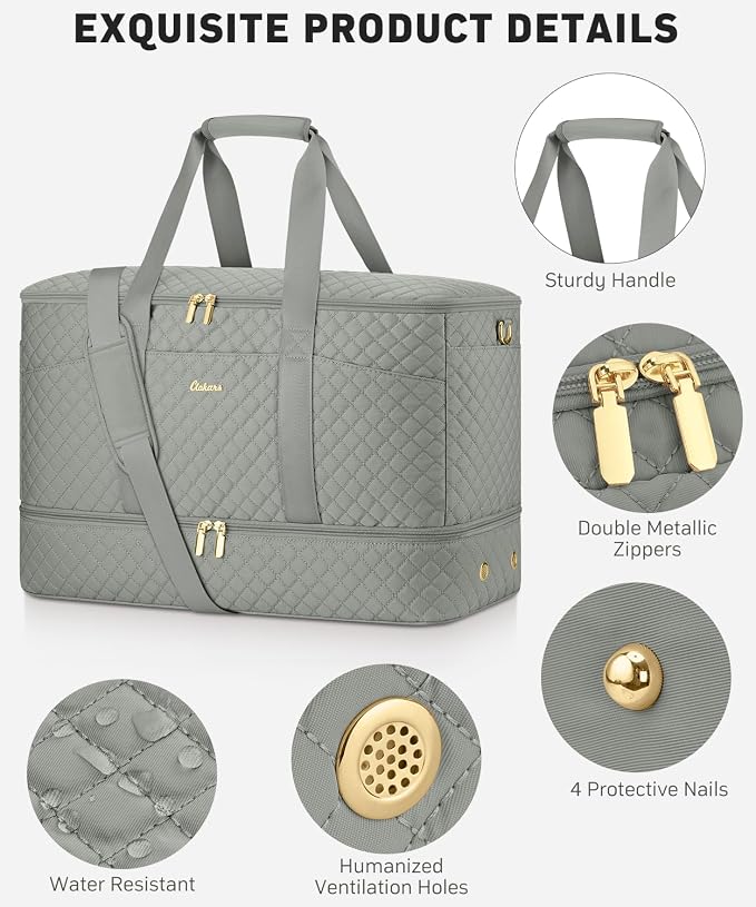 Duffle Bag for Travel, 40L Weekender Bag with Shoe Compartment, Carry On Overnight Bag for Women with Toiletry Bag Duffel Bags with Wet Pocket for Gym Hospital Bags for Labor and Delivery Dark Green - Image 3