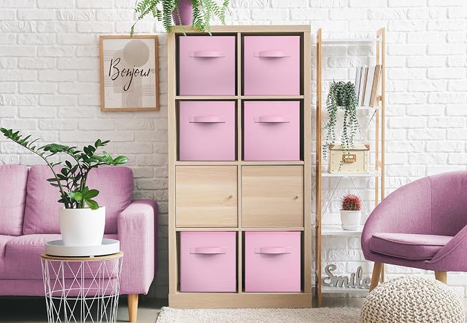 Sorbus Fabric Storage Cubes - 6 Foldable Storage Bins for Organizing Pantry, Cubbies, Toy Box - Clothes Storage & Closet Organizer - 13 Inch Collapsible Cube Baskets for Shelves with Handle - Image 4