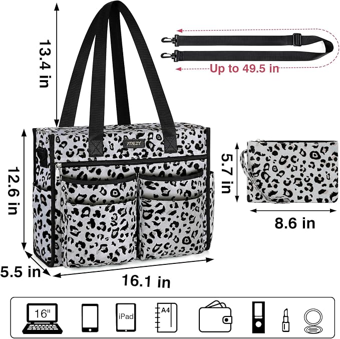 ITIEZY Large Utility Tote Bag for Women with 18 Pockets, Waterproof Teacher Nurse Bags with Zipper for Everyday Travel Work - Image 2