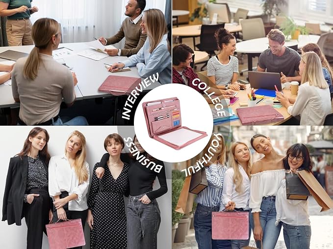 AZXCG Personalized Leather Portfolio,Free Engraved Name,Padfolio for Women Organizer with Zippered, A4 Notepad Holder, Portfolio with Handle,Business Portfolio with A4 Writing Pad,Gift for Men&Women - Image 7