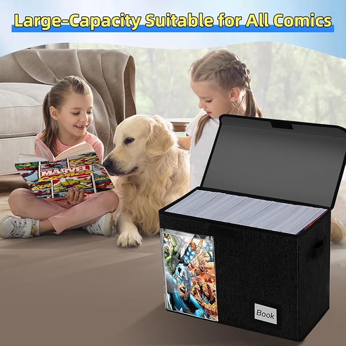 Display Collection Comic Book Storage Boxes, Protector Organizer 15.8" X 7.8" X 11.8" Collapsible Holds 160-180 Comic Book Heavy Duty Bin Container Holder Shelf, 1 PCS - Image 2