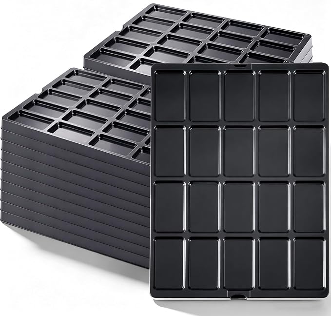 Novabright 20 Pack Game Piece Counter Trays with Clear Lids | Game Board Card Sorting Tray, Each Case Has 20 Compartments, Storage Organizer Box, Wargames Tcg Collection by Unknown