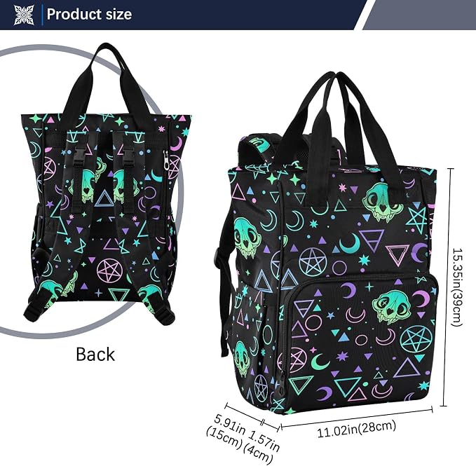 MNSRUU Diaper Bag Magic Skulls Diaper Bag Backpack Multifunction Travel Diaper Bag Tote Large Capacity Diaper Changing Backpacks for Moms Dads - Image 3