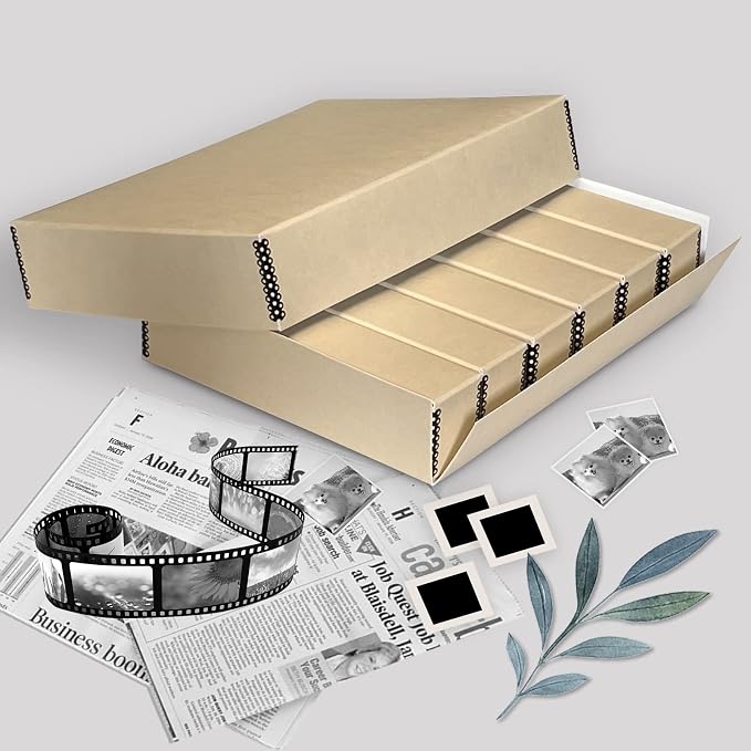 Lineco, Archival Slide Storage Box 15.5"x11.5"x3", with 6 Cases, Pack of 2 | Acid-Free Metal Edge Organizer, Drop Front Design, Holds Up to 840 Slides, Films, Negatives, Photos and Cards - Image 8