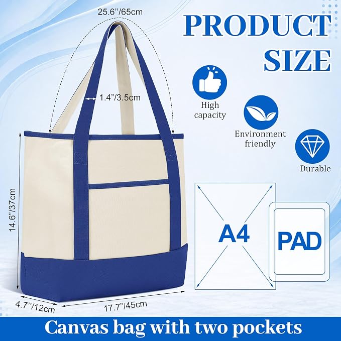 Sanwuta Canvas Tote Bags Bulk with Outer Pockets,Dark Color,16 Pack | Reusable Cotton Grocery Bags, Perfect for Teachers, Party Giveaways, DIY Crafts, Wedding Favors, Business Gifts - Image 3