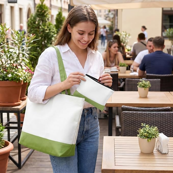 Sanwuta Large Blank Canvas Tote Bags and Makeup Bags Blank Reusable Grocery Luggage Canvas Tote with Handles(Muted Hues Set,40 Pcs) - Image 2