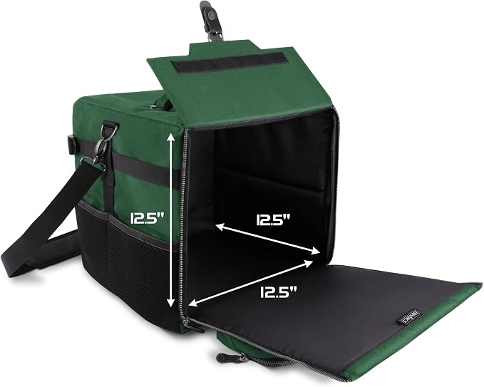 ENHANCE Board Game Shoulder Bag - Collector's Edition Board Game Storage with Shoulder Strap and Accessories Pockets for Dice, Cards, More - Reinforced Carrier Protects Tabletop Games (Dragon Green) - Image 3