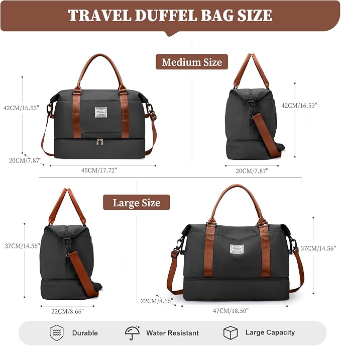 Weekender Bags for Women, Personal Item Travel Bag with Shoes Compartment | Overnight Travel Duffel Bag with Toiletry Bag, Airplane Friendly Carry-On Bag with Wet Pocket & Trolley Sleeve,Medium - Image 3