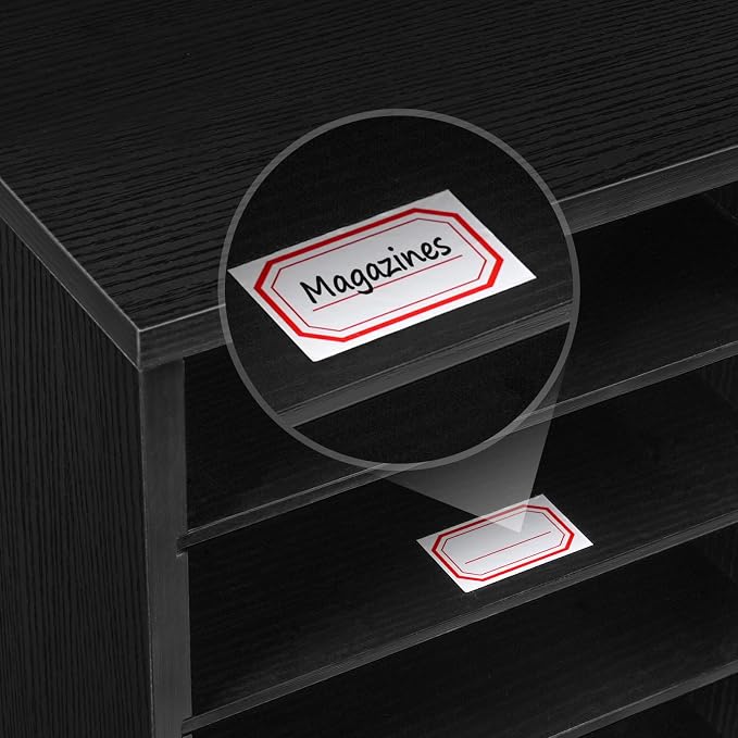 HOOBRO Literature Organizer, 27 Compartments Wooden Mail Organizer, Countertop Literature Sorter with Adjustable Shelves for Home, Office, School, Student Mailbox for Classroom, Black BK27WF01 - Image 7