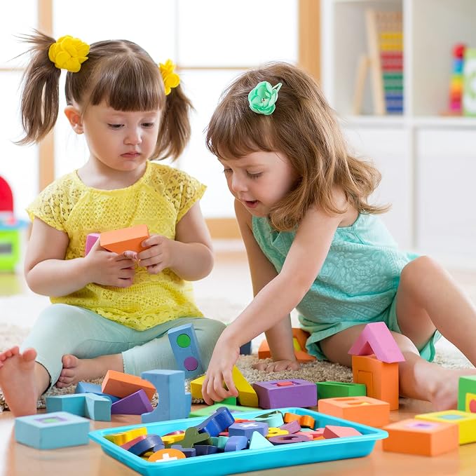Maitys 24 Pcs Plastic Art Tray 11x8.7x1 Inch Activity Craft Tray,Colorful | Classroom Serving Trays, Stackable Storage, Sand Trays for School Painting Beads Crafts DIY Projects - Image 5