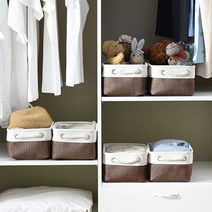 Small Storage Baskets for Shelves,Fabric Storage Baskets for Closet,Rectangular Collapsible Baskets for organizing Clothes,Books,Gifts - Image 7