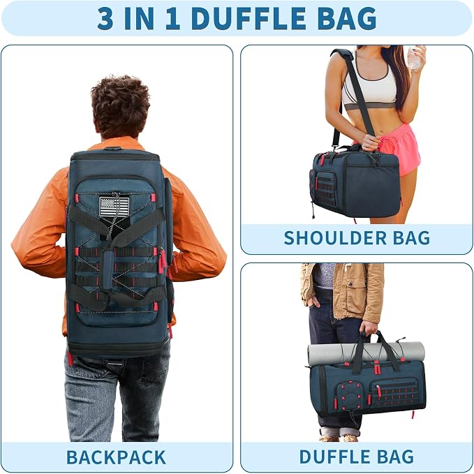 BOSSTIN Gym Bag for Men & Women, 45L-50L Expandable Sports Duffle Bag | Convertible Duffel Backpack, Comes with Toiletry Bag, Shoe Compartment & Wet Pocket, for Workout, Weekender, Overnight Travel - Image 5