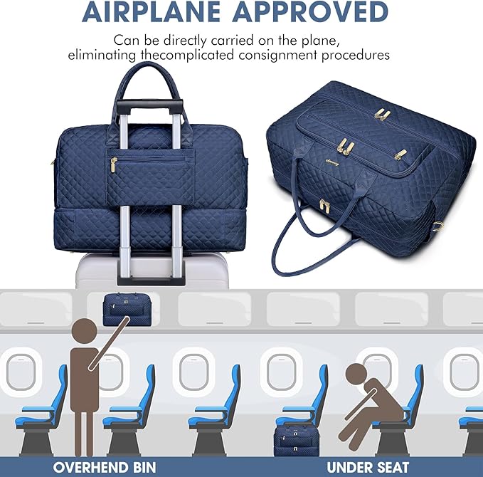 Travel Duffle Bag Weekender for Women - 38L Carry-On Overnight Bag Personal Item Bag with Shoe Compartment & Wet Pocket Weekend Tote Bags with Toiletry Bag Hospital Bags for Labor and Delivery Navy - Image 5