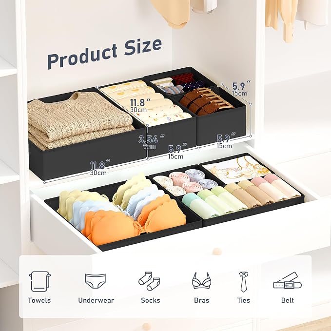 DIMJ Drawer Organizer Clothes Storage - 26 Pack Baby Dresser Organizer for Nursery, Small Fabric Closet Drawer Organizer Bins for Underwears Socks, Foldable Storage Dividers Organization for Bedroom - Image 3