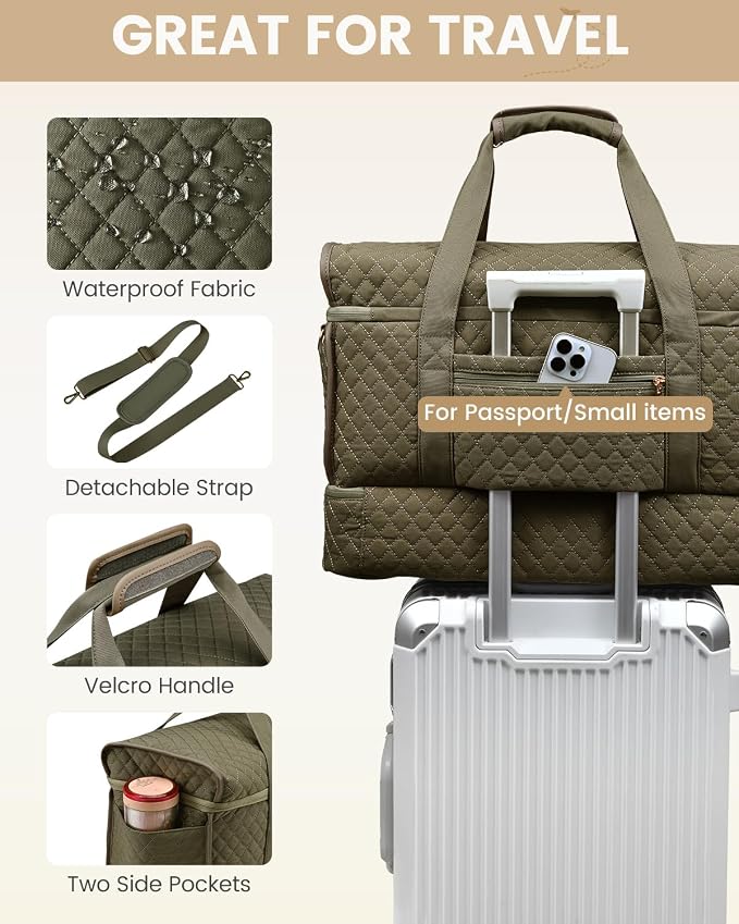 LOVEVOOK Large Travel Duffle Bag, Weekender Bags for Women With Shoe Compartment, Overnight Hospital Bag For Women Labor Delivery, Carry on Bag Personal Item Travel Bag, Yoga Gym Duffel Bag - Image 6