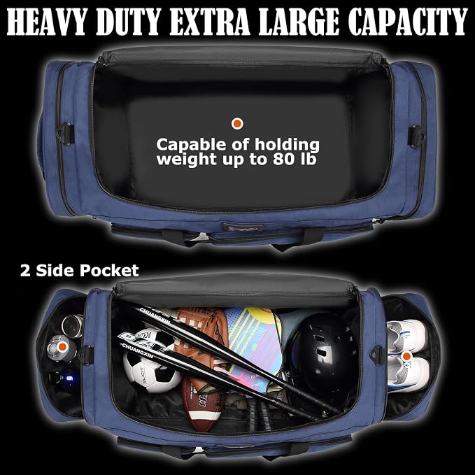 130L Extra Large Duffle Bag for Men, Heavy Duty Large Duffle Bag for Travel | Shoe Compartment, XL Sports Gym Equipment Bag for Hockey Football Baseball Basketball & More - Image 4