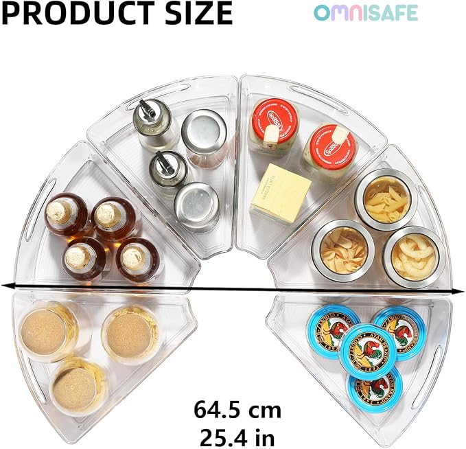 Lazy Susan Organizer Bins,10.2”x 9.4”x 4”, 26" Diameter(8) | Clear, Durable, Kitchen Cabinet Storage Bin Set, Food Safe, Non-Slip Pads, BPA Free - Image 3