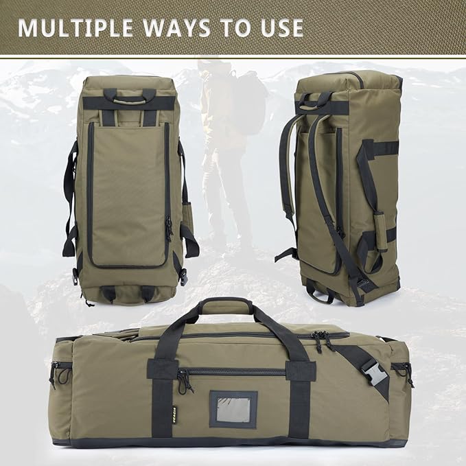 105l Large Duffel Bag For Travel, Gym & Sports - Water Repellent Polyester, Hidden Straps, Shoe Compartment - Perfect Luggage Duffle Bag Or Backpack For Men & Women - Image 3