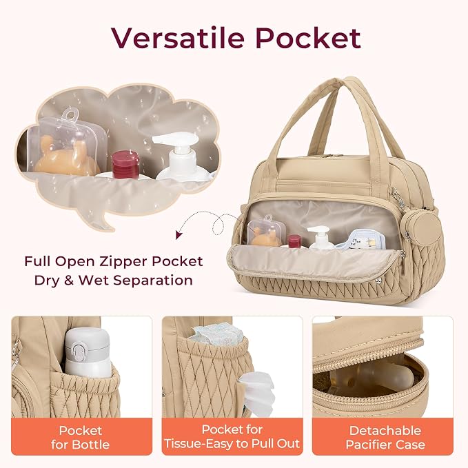 Telena Tote Diaper Bags, Travel Crossbody Large Capacity Hospital Bag for Women Labor Delivery with Pacifier Case - Image 5