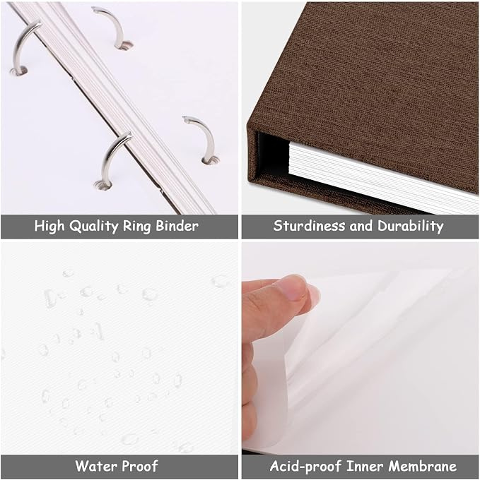 Zesthouse Photo Album Self Adhesive with Picture Display Window, 3-Ring Scrapbook Albums 60 Pages Holds 8x10 5x7 4x6 Photos, DIY Photo Book Ideal Gift for Family Wedding Baby - Image 5