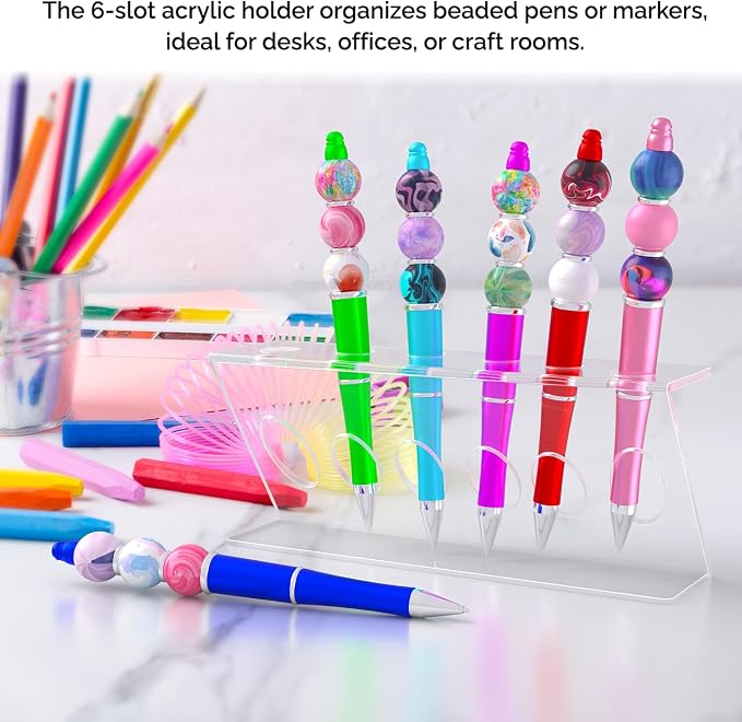 Marketing Holders 4 Pack Curved Beaded Pen Holder Clear Acrylic Makeup Brushes Craft Supplies Retail Department Stores Stylish Practical and Easy Storage Solution - Image 4