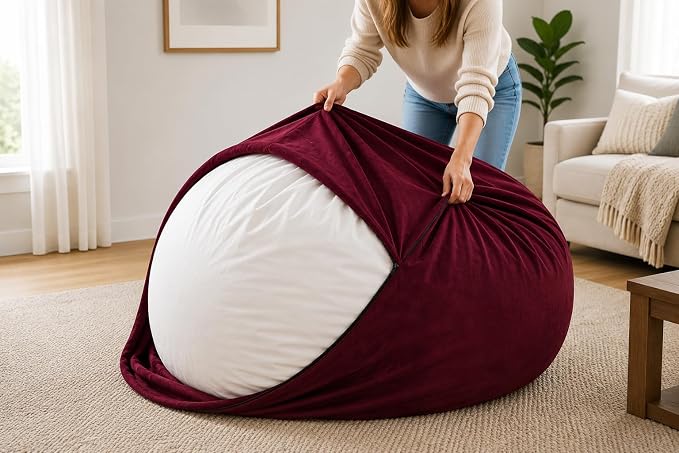 ULTIMATE SACK | 6 Ft Bean Bag Chair Replacement Cover Only | Burgundy Suede | Removable Washable Cover only by ULTIMATESACK