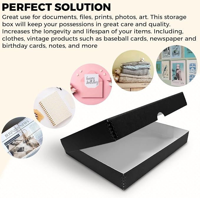 Golden State Art, Clamshell Archival Folio Storage Box 9x12 Inch, Black | Acid-Free Photo Box with Metal Edge Corner, Preserve And Store Paper Documents Cards Prints Arts and Crafts DIY Projects - Image 5