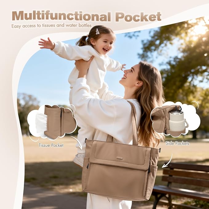 14L Puffer Diaper Bag Tote, Large Capacity Travel Diaper bags, Crossbody Hospital Bag for mom - Image 4