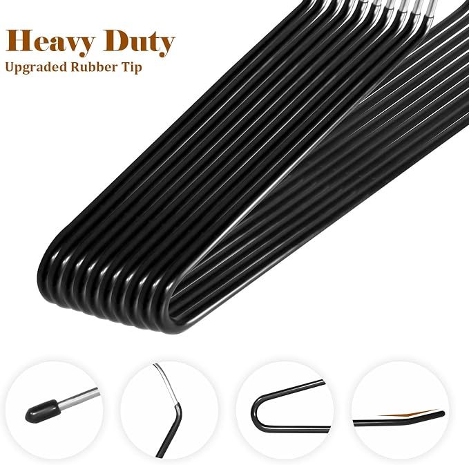 Open Ended Pants Hangers,30-Pack Clothes Hangers Space Saving, Non-Slip Black Metal Hangers, Space Saving Design for Jeans,Slacks,Scarf (Black) - Image 6