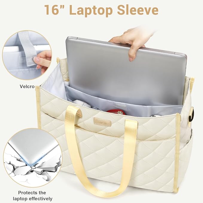 IBFUN Utility Tote Bag with 24 Pockets, Large Teacher Travel Tote for Women | Large Work Tote Bag 2pcs with Zipper for Travel Daily School Teacher Nurse, Large Lightweight Laptop Shoulder Bag Handbag - Image 4
