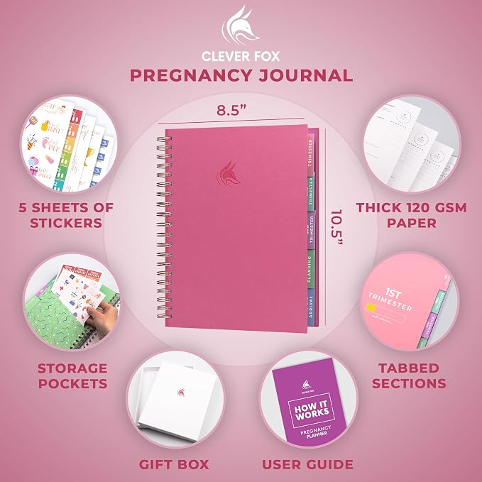 Clever Fox Pregnancy Journal, Expecting First Time Mom Planner Violet | Organized pregnancy & baby diary with weekly countdown calendars & checklists, maternity memory book, ivf 9 x 10.5 in - Image 2