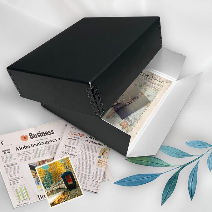 Golden State Art, Drop Front Archival Storage Box, 8.75"x10.75"x3"-Black | Acid-Free 8x10 Museum Photo Storage Box with Metal Edge, Preserve Documents, Prints, Poster, Photographs, Arts And Crafts - Image 7