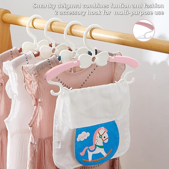Baby Clothes Hangers, 11-14.5" Adjustable Kid Hangers for Newborn Closet, Plastic Small Infant Hanger for Toddler Pant, Child Coat Hanger for Boy Nursery Clothing, Girl Dresses, 50 Pack - Image 4