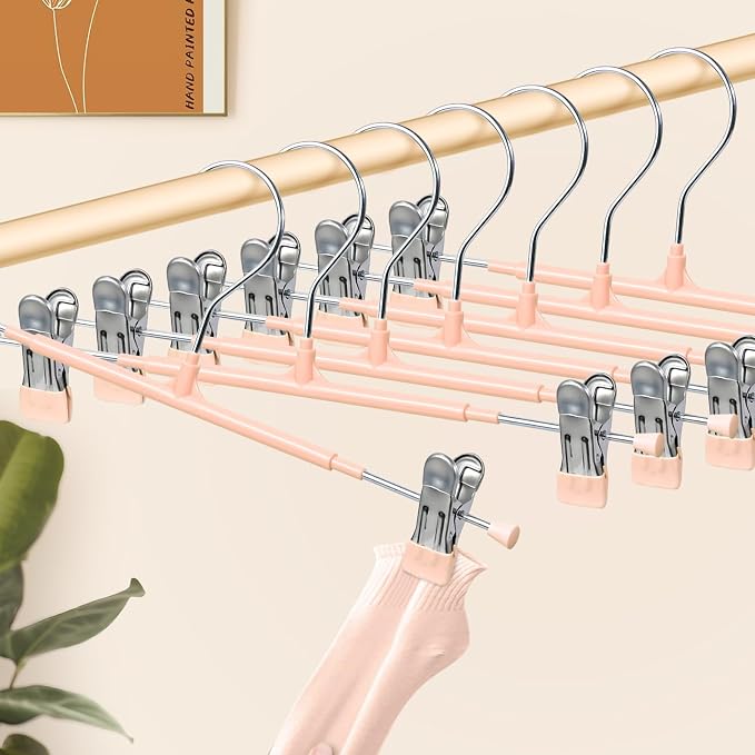 HUADYMEET 12 Inch Heavy Duty Pants Skirt Hangers with Clips,Orange,30 Pack | Metal,Space Saving,Adjustable,Hanger for Jeans Shorts Clothes Slacks Trousers,For Adult Men Women Children, Non Slip - Image 3