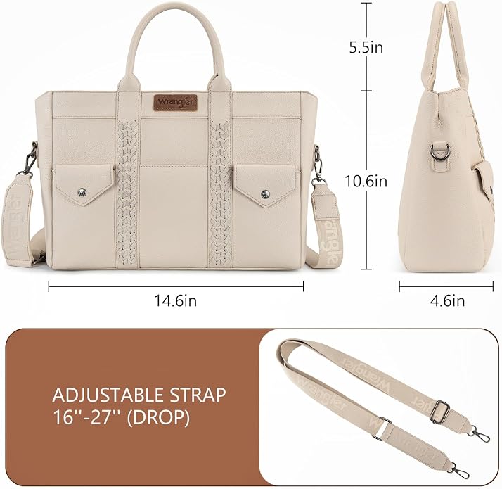 Wrangler Work Tote Bag for Men and Women Business Teacher Bag Large Capacity Briefcase Handbag with Adjustable Strap - Image 4