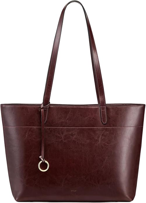 Kattee Vintage Genuine Leather Work Tote for Women | Spacious interior with a zip compartment for organized work, travel, and everyday essentials. - Image 4