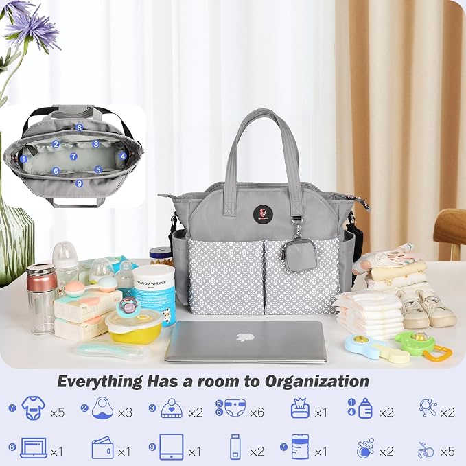 Diaper Bag Tote: Large Tote Baby Bag Boy Diaper Bag Stylish Girl Diaper Bag,Shoulder Mommy Bag - Image 3