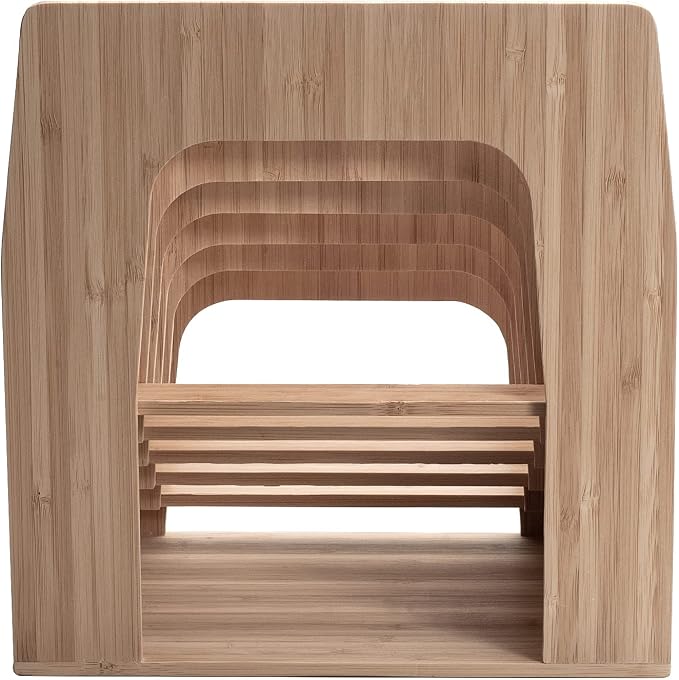 MobileVision Bamboo Desktop Inclined File Folder Organizer and Paper Tray, Upright Sections, Step Sorter, 5 Slots - Image 4