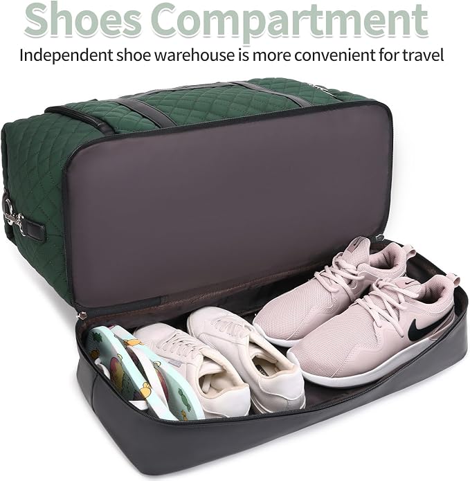 Weekender Bag, Large Travel Duffel Bag for Women, Carry on Overnight Bag with Shoe Compartment and Toiletry Bags - Image 8