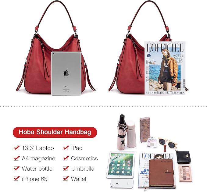 Hobo Crossbody Bag for Women, Designer Shoulder Purse Handbags - Image 3