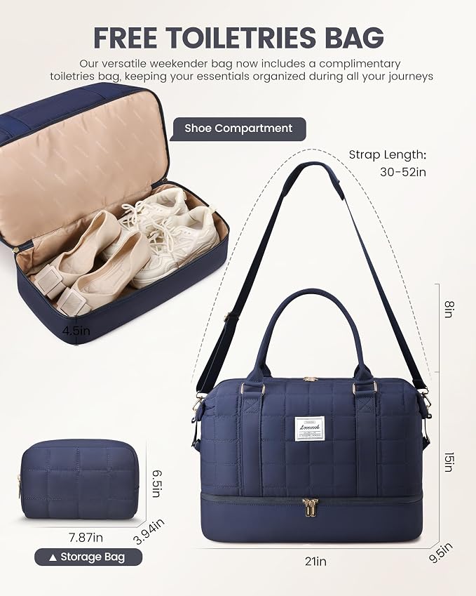 LOVEVOOK Travel Duffle Bag with Shoe Compartments - Carry on Overnight Bag & Weekender Bags for Women, Yoga Gym Bag with Wet Pocket, 2Pcs Set - Image 7