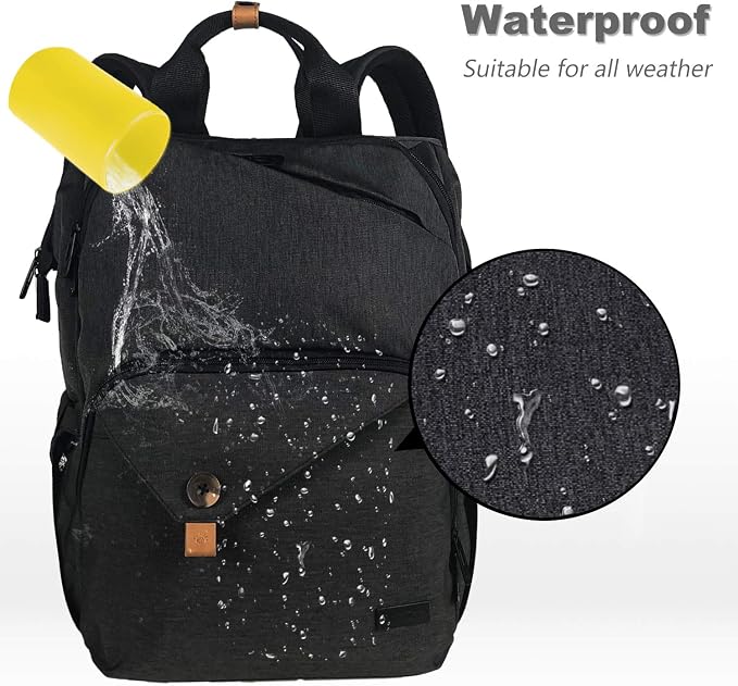 Hap Tim Diaper Bag Backpack,Large Capacity Travel Back Pack Maternity Baby Nappy Changing Bags, Double Compartments with Stroller Straps,Waterproof,Black (US7340-DG) - Image 6
