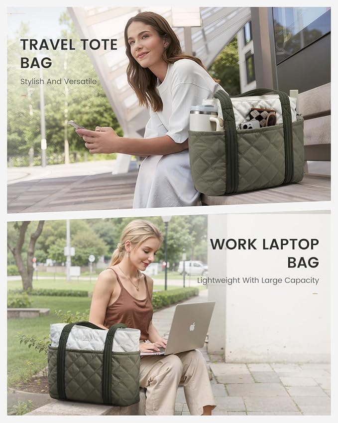 LOVEVOOK Puffer Tote Bag for Women, Puffy Work Handbag with Cup Holder, Travel Carry On Bag with Zipper for Teacher Nurse Gym - Image 6