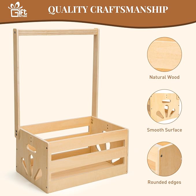 Wooden Baby Shower Crate Closet, Baby Storage Crate Hamper with Handle | Basket for Baby Shower Gifts, Welcome Gift Basket for Newborn Boys Girls, Pregnancy Gifts for New Parents - Image 7