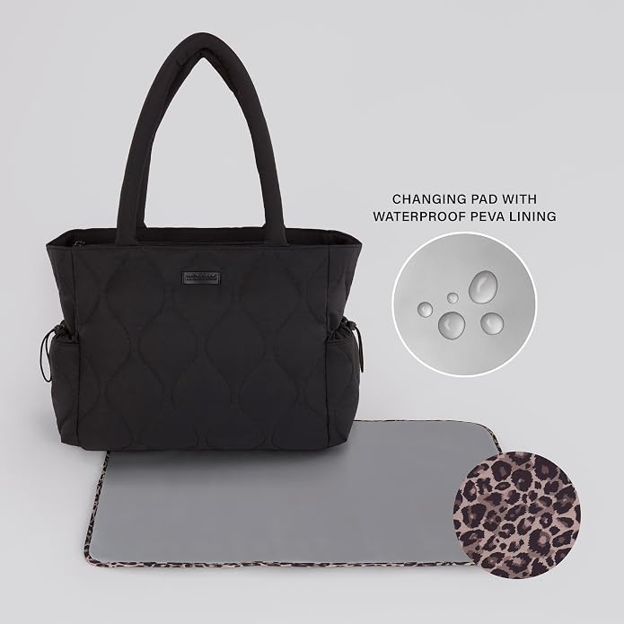 Motherhood Quilted Tote Diaper Bag with Insulated Pockets - Image 5