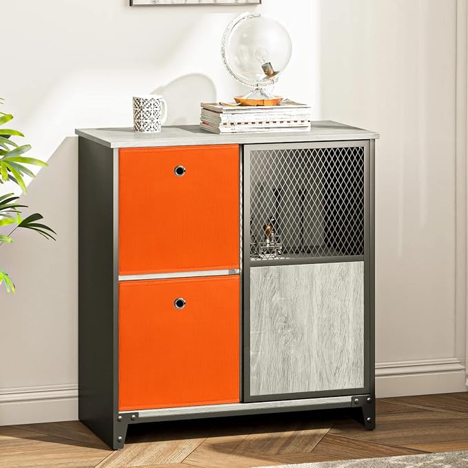 Foldable Storage Cubes Bins ,11 Inch Cloth Storage Cube Fabric Storage Box Cubes Organizer Baskets with Handles for Home Organizer Set of 6 (Orange) - Image 4
